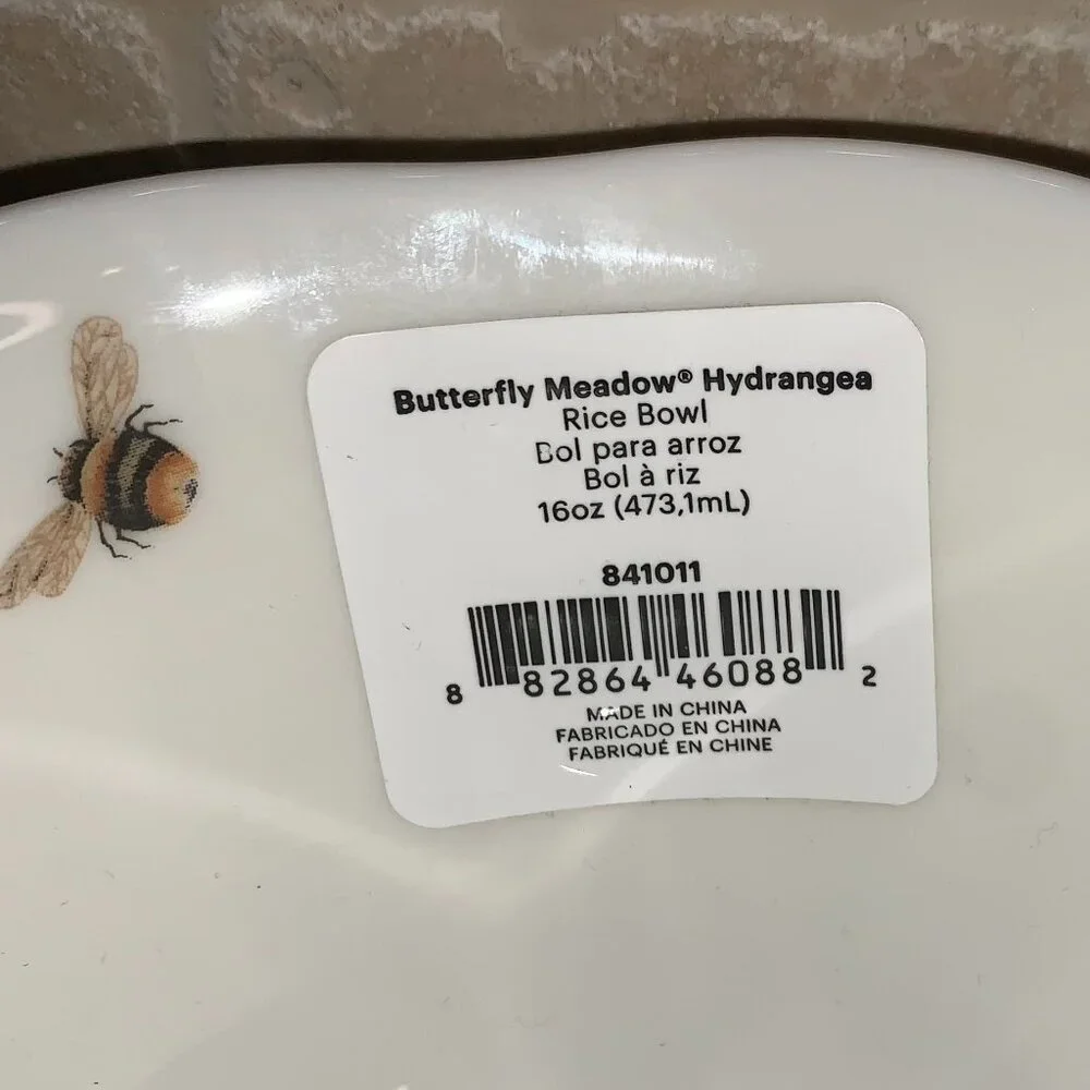 Lenox Butterfly Meadow Hydrangea Rice Bowl NWT